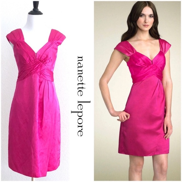 Nanette Lepore Fuschia Pink Ruched Body Dress - Picture 2 of 8